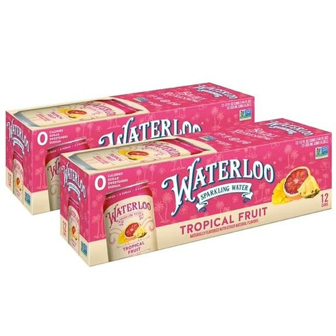 Generic 12 oz 24 Pack Waterloo Sparkling Water Tropical Fruit, fl Cans, | Zero Sugar, Zero Calories, Naturally Flavored