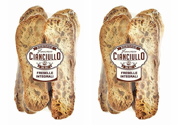 Laura's GOURMET SELECTION Cianciullo Wholewheat Freselle, Pack of 2, Italian Crisp Bread, 10.58 oz, Traditional