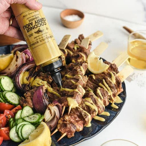 8.25 Terrapin Ridge Farms Coconut Curry Aioli Garnishing Sauce One Ounce Squeeze Bottle Gluten-Free, Keto-Friendly, Low