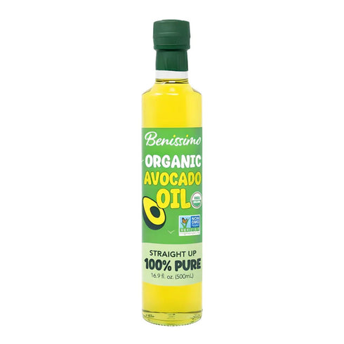 Benissimo 100% Pure Organic Avocado Oil Cold-Pressed, Non-GMO, Allergen-Free Cooking Oil, 16.9