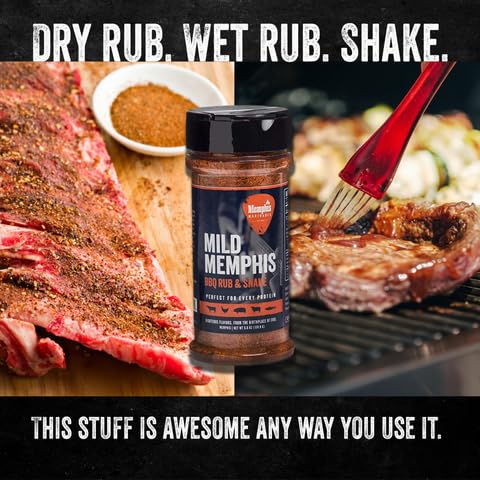 Memphis Marinades, 5.6oz Mild BBQ Rub & Shake - Flavor Enhancer for Chicken, Beef, Pork