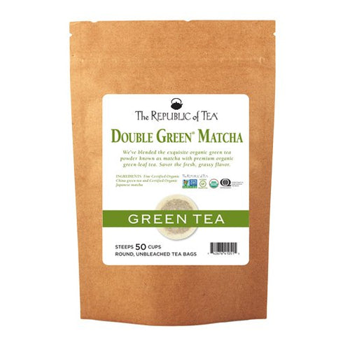 The Republic of Tea Double Green Matcha, 50 Tea Bags, Gourmet Organic Green Tea and Matcha Powder