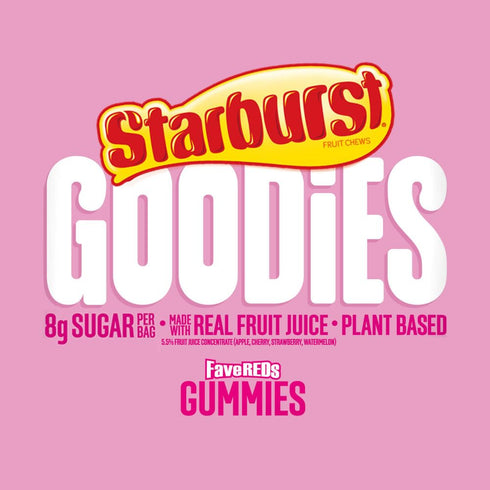 Gummy 1.8 Oz 12 Pack STARBURST GOODIES FaveREDS Plant-Based Fruit Candy, Bag