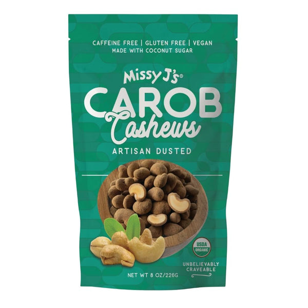 Missy J's Organic Carob Covered Cashews 8 Oz, Vegan Gluten Free, Substitute