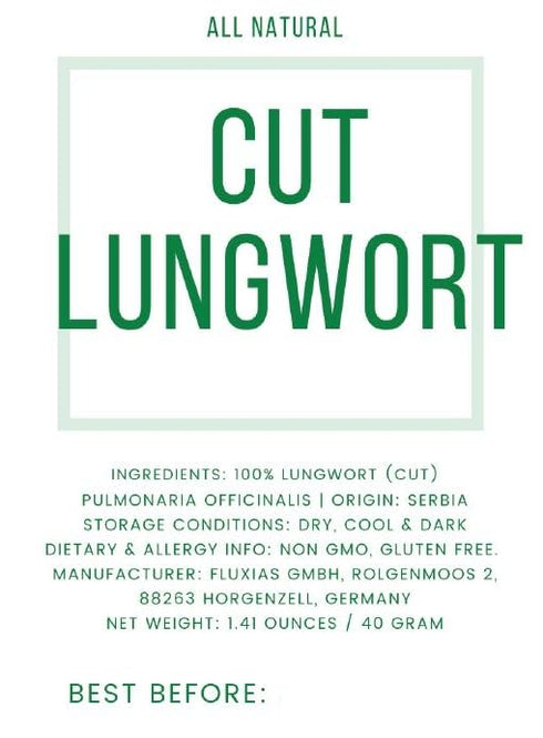Lungwort Herb - Cut, Dried & Natural Lungwort (Pulmonaria Officinalis) - Origin: Serbia - Net Weight: 1.41 Ounces / 40 Grams