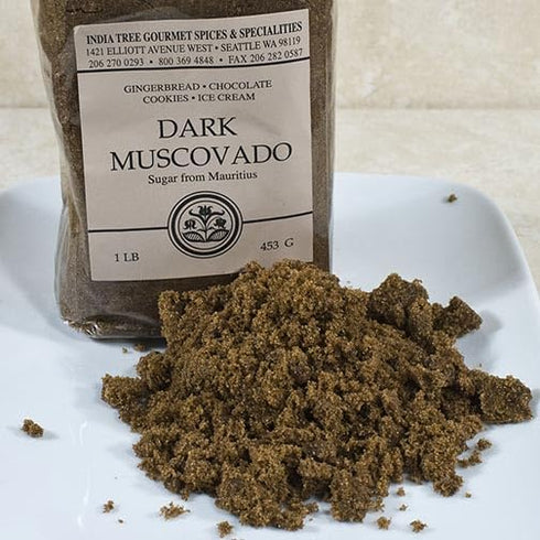 India Tree Dark Muscovado Sugar, 1 Pound Box, Unrefined Brown Baking Sugar with Rich Molasses Flavor for Gingerbread