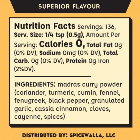 Spicewalla Madras Curry Powder 3.6 oz - Indian Seasoning, Non-GMO, Gluten Free