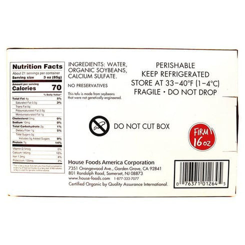 Generic packed 4 64 oz, 4 lb Organic Tofu , Firm , USDA Organic; Kosher; Gluten free; Non GMO. Ingredients: Water
