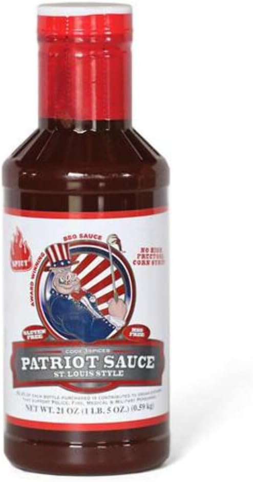 Patriot Spicy BBQ Sauce, 21 Ounce Bottle, Original St. Louis Competition Style Barbecue Flavor, Made Without High Fructose Corn Syrup, Gluten-Free, No MSG