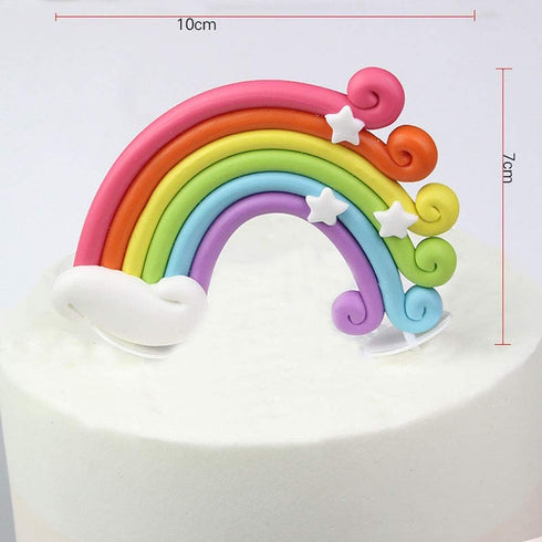 DIYASY Rainbow Cake Topper Kit, Cloud Balloon Birthday Wedding Cake Flags for Party Baking Decoration Supplies