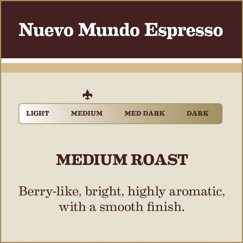 32 oz Gavia Nuevo Mundo Espresso Whole Bean Coffee, Medium Roast, Bright and Aromatic, Bag