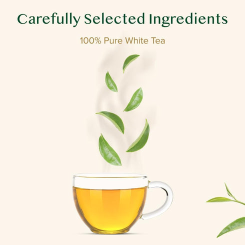 VAHDAM Imperial Himalayan White Tea Bags - 15 Count, Low Caffeine, Non GMO, Gluten Free, Individually Wrapped Pyramid