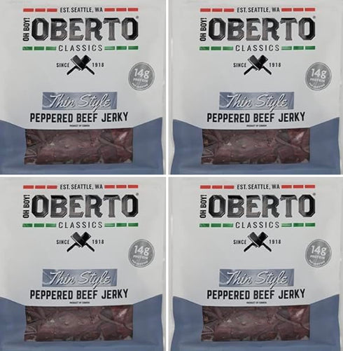 Oh Boy! Oberto Classics Thin Style Peppered Beef Jerky | 2.2 Ounce