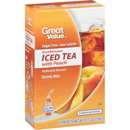Great Value : Decaffeinated Iced Tea with Peach Drink Mix, .71 Oz (Pack of
