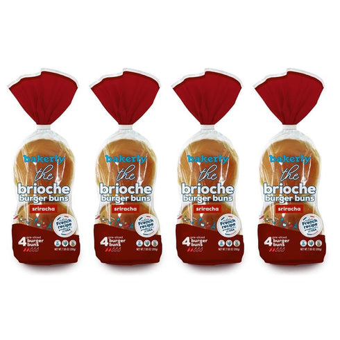 Pack 4, 4-Count (16 bakerly, Sriracha Brioche Burger Buns, Pre-Sliced, of Total Brioche Burger Buns)