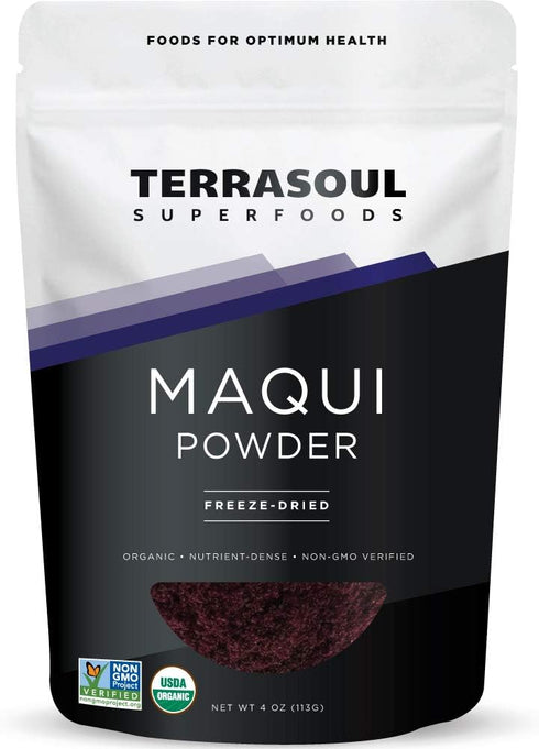 Terrasoul Superfoods Organic Maqui Berry Powder, 4 Oz, Freeze-Dried, Antioxidant-Rich Superfood for