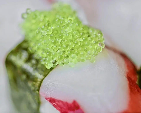 (50g Wasabi Tobiko Premium Green Flying Fish Roe with Mild Wasabi Crunch Glass Jar)