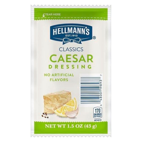 1.5 oz, Pack 102 Hellmann's Classics Caesar Salad Dressing Portion Control Sachets Gluten Free, No Artificial Flavors