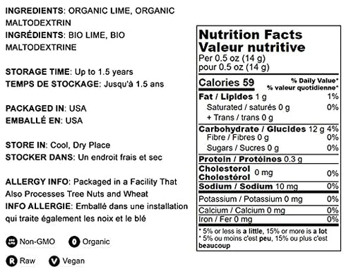 1 Food to Live Organic Lime Powder, Pound Non-GMO, Unsulfured, Made from Raw Dried Citrus Fruit, Vegan, Bulk, Great