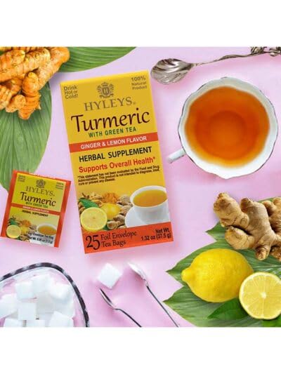 Hyleys Turmeric Tea - Assorted Flavors - 42 Tea Bags, Wellness Herbal Supplement