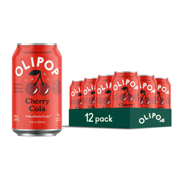 OLIPOP Prebiotic Soda Pop, Cherry Cola, A New Kind of Soda Packed