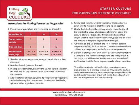 Cutting Edge Cultures 6 12g Vegetable Starter Culture, Pouches