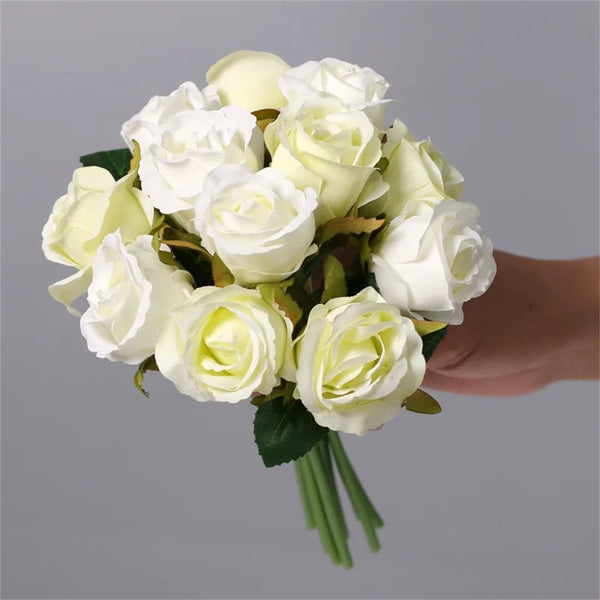 Hcclijo Wedding Bouquet Bridesmaid Bouquet Flowers Rayon Flowers 12 Head Rose Bouquet Wedding