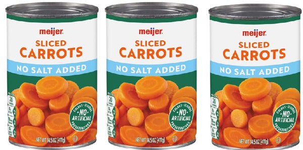 Generic Sliced No Salt Added Canned Carrots (Pack Of 3 Cans) 14.5 oz.