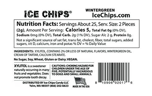 ICE CHIPS Xylitol Candy Tins 5.28 oz Total - Wintergreen, 3 Pack, Includes BAND as shown