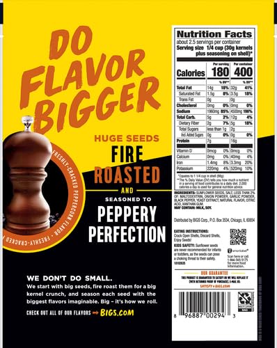 BIGS Sunflower Seeds, Cracked Pepper Flavor, 5.35 oz