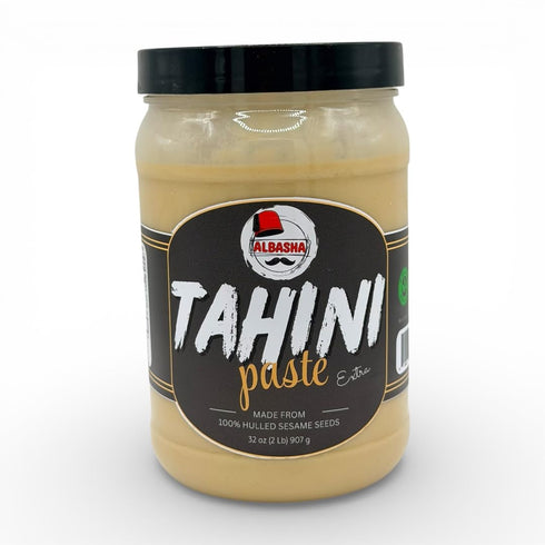 AlBasha Tahini Paste Extra, Made from 100% Hulled Sesame Seeds, 32 oz
