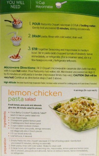 Betty Crocker 7.5 oz (Pack 2) Suddenly Pasta Salad, Pasta Dinner Kit - Ranch & Bacon