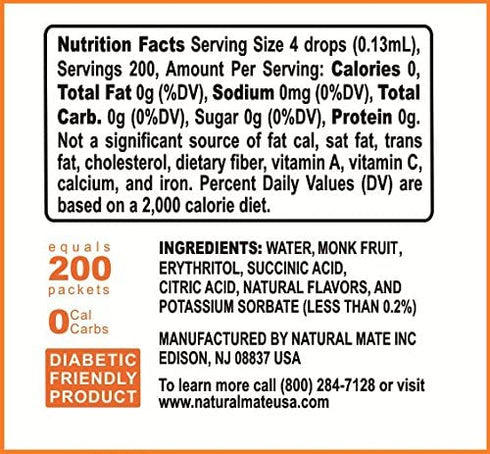 Monk Fruit Liquid Sweetener, 100% Monk Fruit Extract with Erythritol, 0.9 FL OZ (26.5 mL), 2 Pack