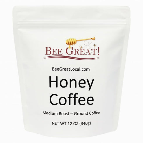 Bee Great Honey Coffee, Ground Arabica Coffee Crafted with Honey, Smooth Low-Bitterness Coffee, Not