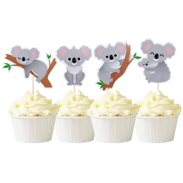 Mulukaya 24Pcs Koala Cupcake Toppers, Cake Picks for Wild Animal Birthday Wedding Party Supplies