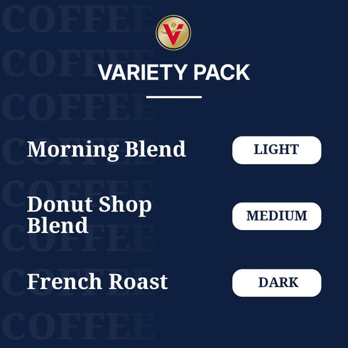 Pack 32 Count, Victor Allen's Coffee Variety (Morning Blend, Donut Shop Blend, and French Roast), Single Serve Coffee
