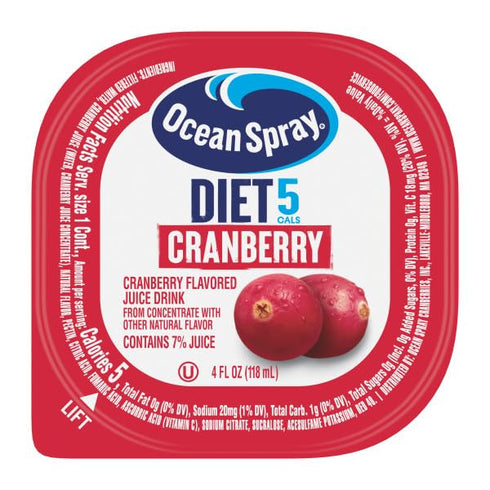 4 Fl.Oz, (Pack 48) Ocean Spray Juice Cups, Diet Cranberry