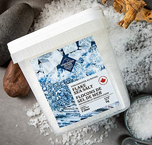 35oz Bulk Flaky Sea Salt - Large Gourmet Salt Flakes - Professional Chef Quality - Handcrafted on Vancouver Island