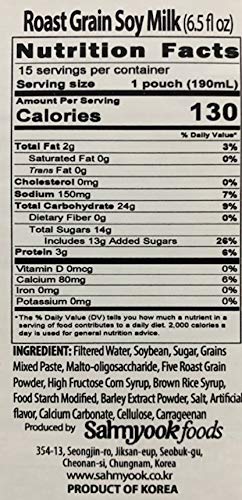 Sahmyook 6.5 (Pack 15) Roast Grain Soy Milk, Fl. Ounce