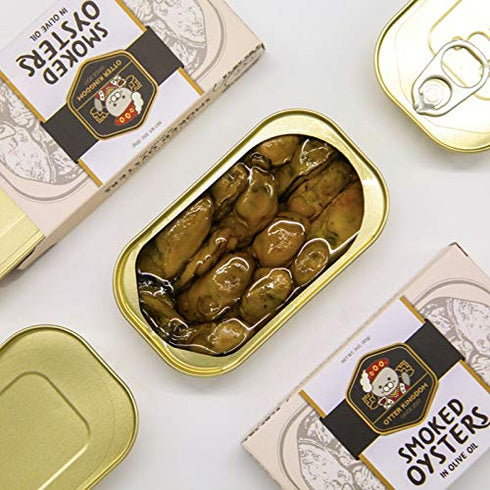 3-Ounce (Pack 12) Otter Kingdom Premium Smoked Oysters in Pure Olive Oil, Cans