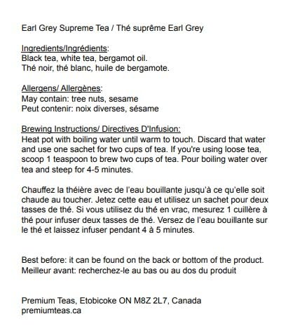 50 Harney & Sons Earl Grey Supreme Tea - Lemony Flavors,Presents and Party Favors - Bag of Sachets