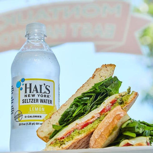 Hal's New York 20 Oz (Pack 6) Seltzer Water, Lemon Sparkling Water, Fl Bottle