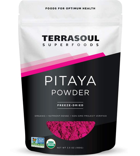 Terrasoul Superfoods Organic Freeze-Dried Pitaya Powder, 3.5 Oz, Antioxidants, Vitamin C, Vibrant Color