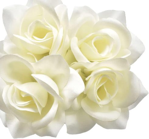 Generic 5-Stem 14 (2) Floral Garden Red and White Velvety Roses, in.