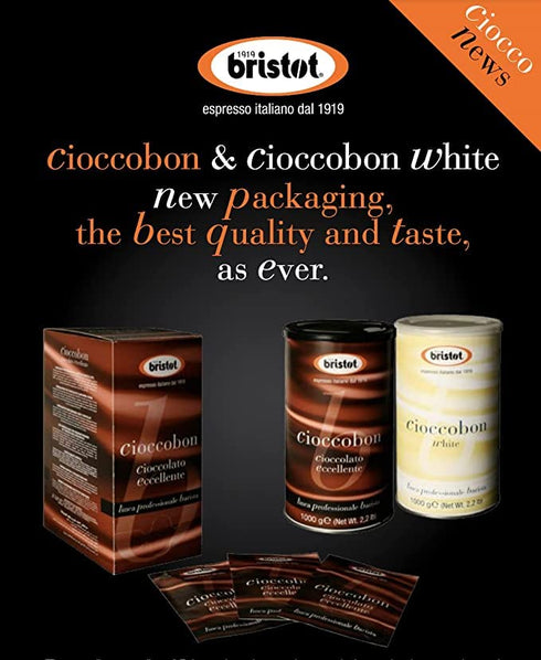 2.2 lbs (1kg) Bristot Cioccobon White Hot Chocolate Mix Premium Italian Drinking Chocolate