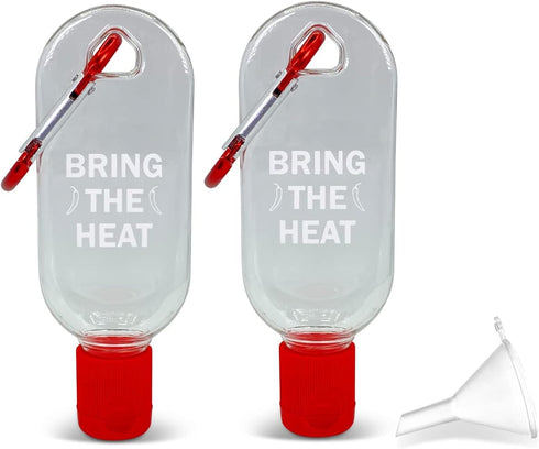 Hot Sauce Keychain Two Pack - 1 Oz Empty Mini Bottle, Refillable Travel Hot Sauce