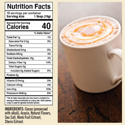 (2 Pack) 14 oz Castle Kitchen Sugar Free Caramel Dark Hot Chocolate Premium Plant Based, Dairy Free, Gluten-Free, Vegan