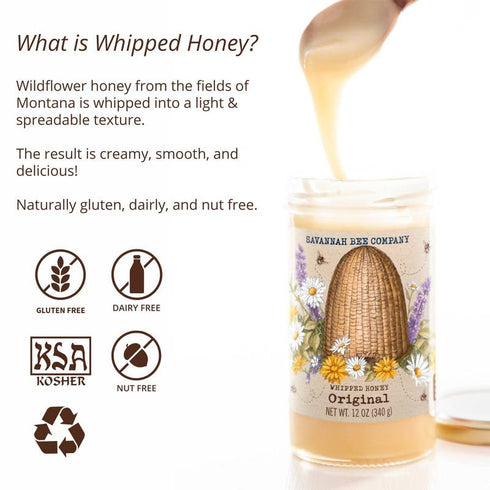 Savannah Bee Company Natural Whipped Honey - Spreadable Delight