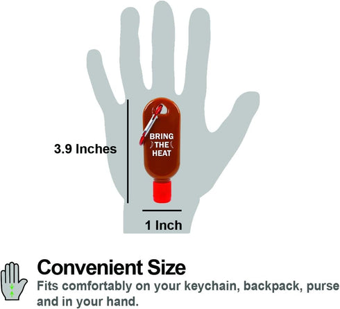 Hot Sauce Keychain Two Pack - 1 Oz Empty Mini Bottle, Refillable Travel Hot Sauce