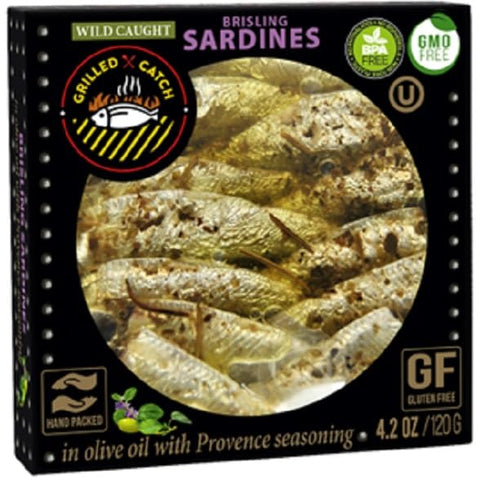 Pack 5 4.2 oz Packed Grilled Catch - Canned Sardines Variety Flavor Sampler European Wild Caught Brisling Sardines